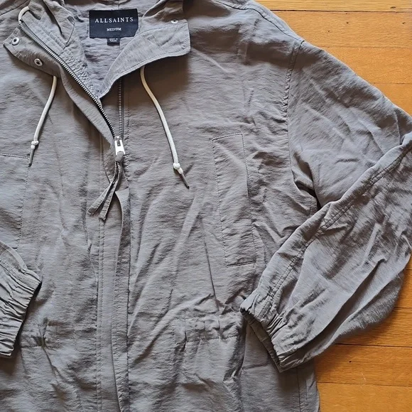 AllSaints, Calla Fishtail Parka Jacket Coat, Gray, EUC, Women's M - Picture 5 of 16